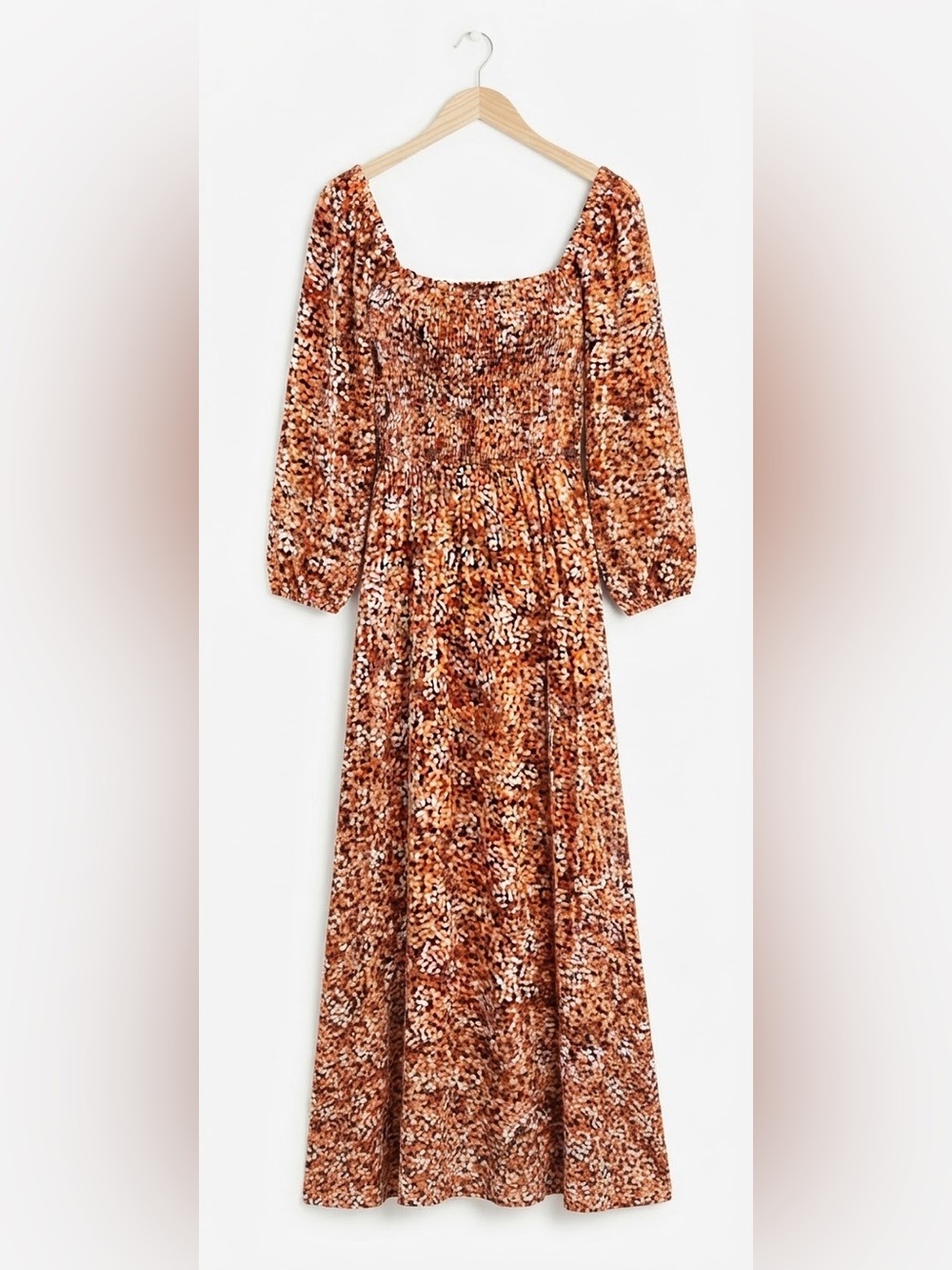 MinkPink Boho Maxi Dress Autumn Floral Smocked Balloon Sleeves LARGE Australian
